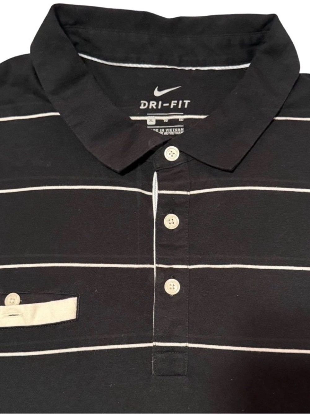 Nike Black Polo with White Stripe Detail